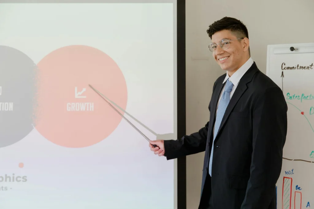 Growth Chart Happy Businessman