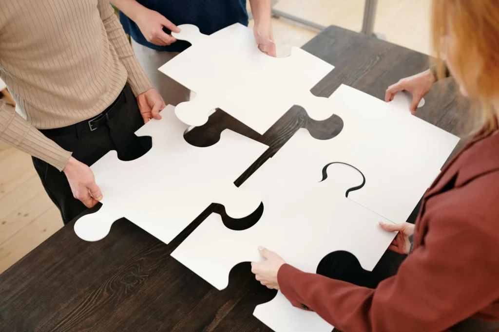 Marketing Strategy Puzzle Pieces Teamwork