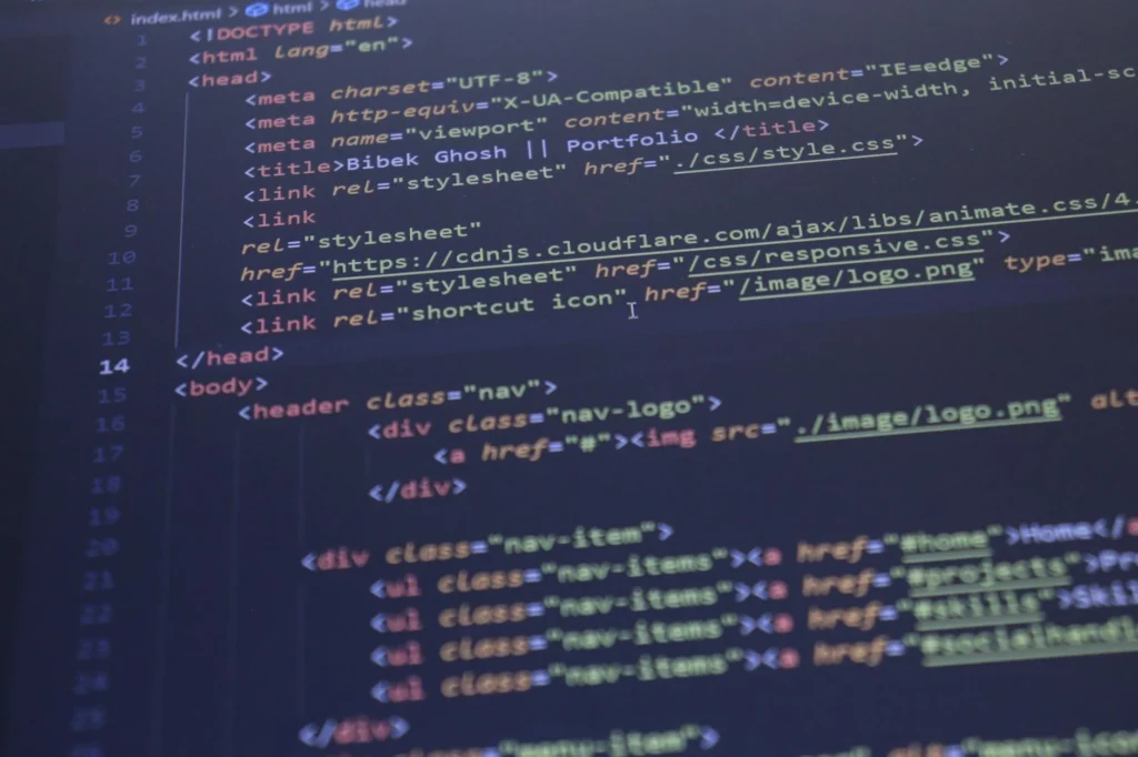 Web Design Coding Screen