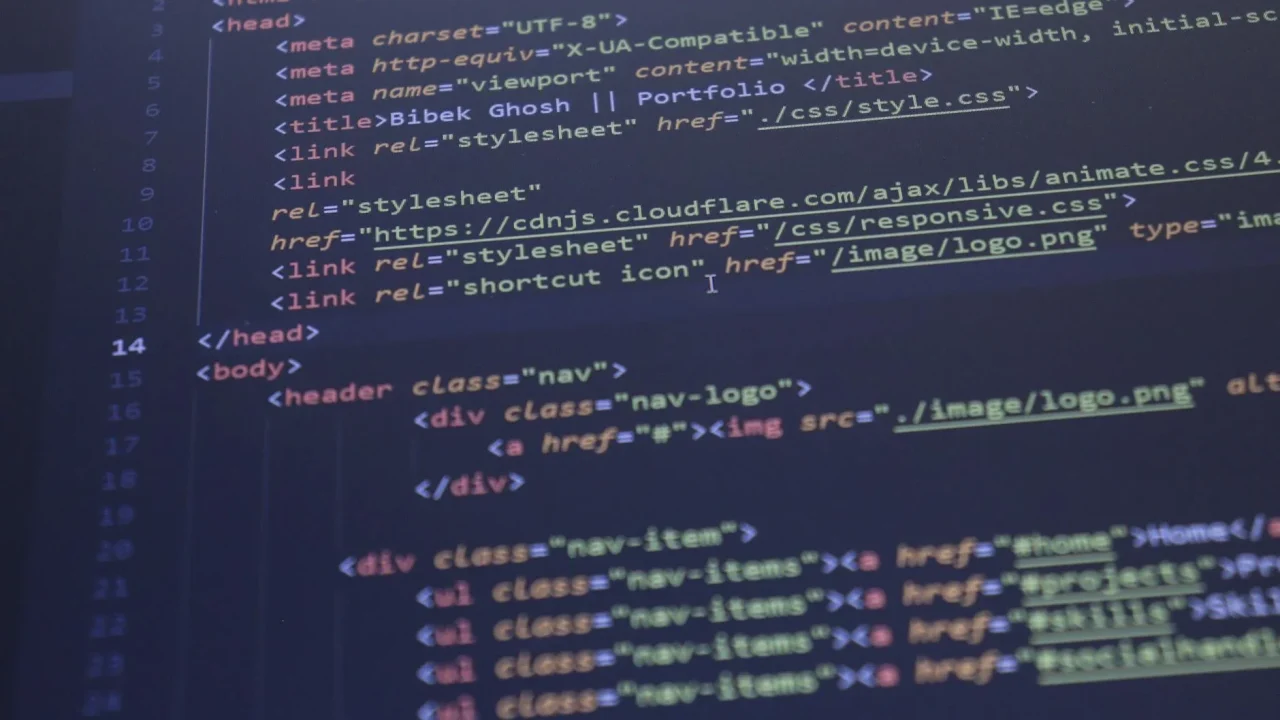 Web Design Coding Screen