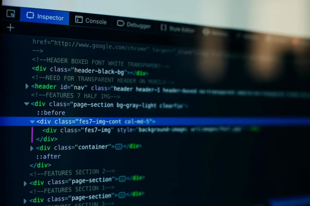 Website Development Code Screen