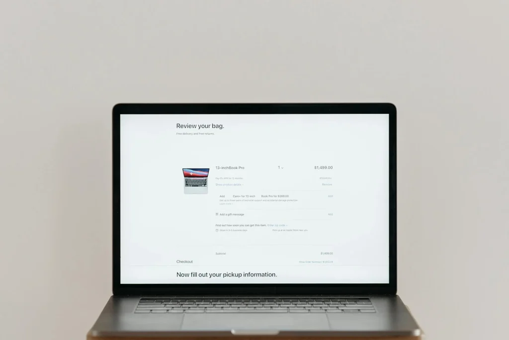 Website Selection Computer Screen